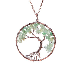 7 Chakra Tree Of Life Pendant Necklace Copper Crystal Natural Stone Necklace Quartz Stones Pendants Women Christmas Gift