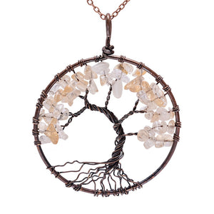 7 Chakra Tree Of Life Pendant Necklace Copper Crystal Natural Stone Necklace Quartz Stones Pendants Women Christmas Gift