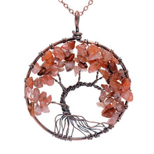 Load image into Gallery viewer, 7 Chakra Tree Of Life Pendant Necklace Copper Crystal Natural Stone Necklace Quartz Stones Pendants Women Christmas Gift