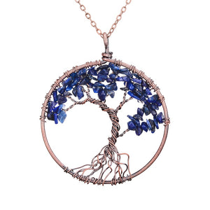 7 Chakra Tree Of Life Pendant Necklace Copper Crystal Natural Stone Necklace Quartz Stones Pendants Women Christmas Gift