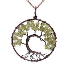 Load image into Gallery viewer, 7 Chakra Tree Of Life Pendant Necklace Copper Crystal Natural Stone Necklace Quartz Stones Pendants Women Christmas Gift