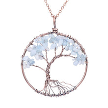 Load image into Gallery viewer, 7 Chakra Tree Of Life Pendant Necklace Copper Crystal Natural Stone Necklace Quartz Stones Pendants Women Christmas Gift