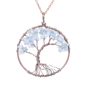 7 Chakra Tree Of Life Pendant Necklace Copper Crystal Natural Stone Necklace Quartz Stones Pendants Women Christmas Gift