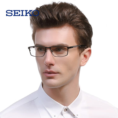 SEIKO Titanium Glass Frame for Men Optical Pure Titanium Rectangle Square Prescription Glasses Frame HC1009