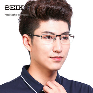 SEIKO Titanium Optical Glasses Frame for Men Myopia Progressive Half Rimless Glasses Frame for Prescription HC1010