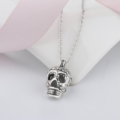 925 Sterling Silver fine Jewelry Chain pendant glowing Gothic wind Skull head bead chokers necklaces for Brother friend
