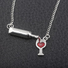 Carica l&#39;immagine nel visualizzatore di Gallery, Collane con bottiglia di vino a cuore rosso del più nuovo amante della moda Lega di argento di alta qualità Bicchiere da vino Ragazza Lady Miglior regalo Choker Bijoux 
