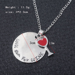 Collane con bottiglia di vino a cuore rosso del più nuovo amante della moda Lega di argento di alta qualità Bicchiere da vino Ragazza Lady Miglior regalo Choker Bijoux 