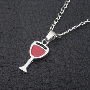 Collane con bottiglia di vino a cuore rosso del più nuovo amante della moda Lega di argento di alta qualità Bicchiere da vino Ragazza Lady Miglior regalo Choker Bijoux 
