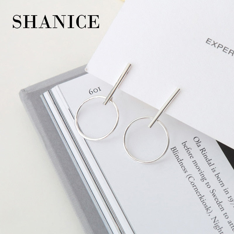 SHANICE 925 sterling silver geometric triangle circle hexagon earring oorbellen, fashion boucles d'oreille women earrings