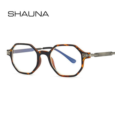 SHAUNA Anti-Blue Light Retro Optical Eyeglasses Frame Hexagon & Oval Lovers's Frames