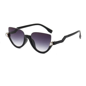 SHAUNA Classic Crystal Half Frame Sunglasses Women Anti-Blue Light Cat Eye Optical Frames Computer Glasses
