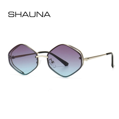 SHAUNA  Diamond Sunglasses Women Metal Frame Gradient Shades Men UV400