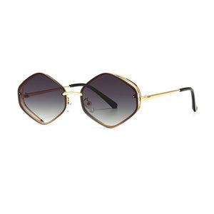 SHAUNA  Diamond Sunglasses Women Metal Frame Gradient Shades Men UV400
