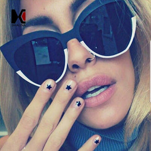 SHAUNA Double Color Stainless Steel Frame Women Cat Eye Sunglasses UV400