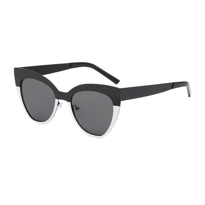 SHAUNA Double Color Stainless Steel Frame Women Cat Eye Sunglasses UV400