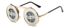 Load image into Gallery viewer, SHAUNA Men Round Punk Sunglasses party glasses Unique Women Steampunk Sunglasses Springs legs Flip Party Glasses