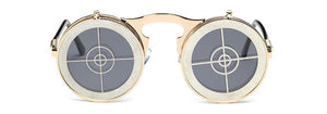 SHAUNA Men Round Punk Sunglasses party glasses Unique Women Steampunk Sunglasses Springs legs Flip Party Glasses