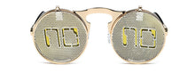 Load image into Gallery viewer, SHAUNA Men Round Punk Sunglasses party glasses Unique Women Steampunk Sunglasses Springs legs Flip Party Glasses