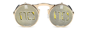 SHAUNA Men Round Punk Sunglasses party glasses Unique Women Steampunk Sunglasses Springs legs Flip Party Glasses
