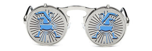 SHAUNA Men Round Punk Sunglasses party glasses Unique Women Steampunk Sunglasses Springs legs Flip Party Glasses