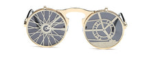 Load image into Gallery viewer, SHAUNA Men Round Punk Sunglasses party glasses Unique Women Steampunk Sunglasses Springs legs Flip Party Glasses
