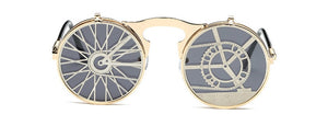 SHAUNA Men Round Punk Sunglasses party glasses Unique Women Steampunk Sunglasses Springs legs Flip Party Glasses