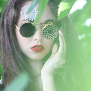 SHAUNA Men Round Punk Sunglasses party glasses Unique Women Steampunk Sunglasses Springs legs Flip Party Glasses