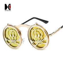 Load image into Gallery viewer, SHAUNA Men Round Punk Sunglasses party glasses Unique Women Steampunk Sunglasses Springs legs Flip Party Glasses