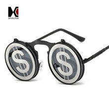 Load image into Gallery viewer, SHAUNA Men Round Punk Sunglasses party glasses Unique Women Steampunk Sunglasses Springs legs Flip Party Glasses