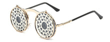 Load image into Gallery viewer, SHAUNA Men Round Punk Sunglasses party glasses Unique Women Steampunk Sunglasses Springs legs Flip Party Glasses