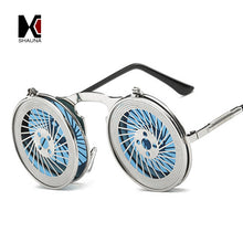 Load image into Gallery viewer, SHAUNA Men Round Punk Sunglasses party glasses Unique Women Steampunk Sunglasses Springs legs Flip Party Glasses