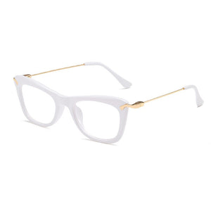 Women Cat Eye Optical Frames Brand Designer Lady Printing Eyewear Metallic Leg