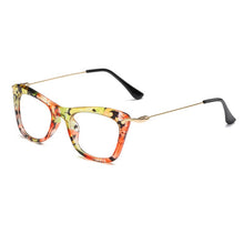 Carica l&#39;immagine nel visualizzatore di Gallery, Women Cat Eye Optical Frames Brand Designer Lady Printing Eyewear Metallic Leg