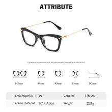 Carica l&#39;immagine nel visualizzatore di Gallery, Women Cat Eye Optical Frames Brand Designer Lady Printing Eyewear Metallic Leg
