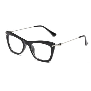 Women Cat Eye Optical Frames Brand Designer Lady Printing Eyewear Metallic Leg