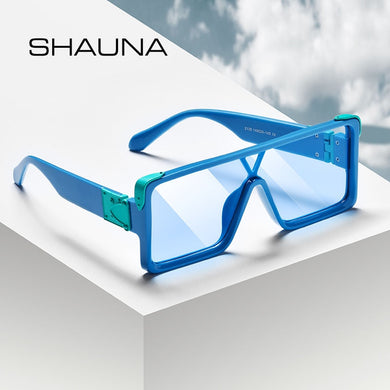 SHAUNA Brand Designer Uomo Donna Occhiali da sole quadrati oversize Tendenza occhiali verde blu congiunti 