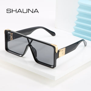 SHAUNA Brand Designer Uomo Donna Occhiali da sole quadrati oversize Tendenza occhiali verde blu congiunti 