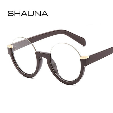 SHAUNA Retro Half Frame Round Gradient Sunglasses Glasses Frames