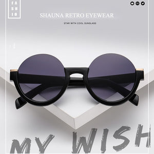 SHAUNA Retro Half Frame Round Gradient Sunglasses Glasses Frames