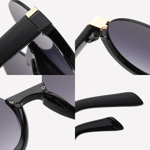 SHAUNA Retro Half Frame Round Gradient Sunglasses Glasses Frames