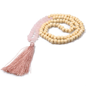 SHINUSBOHO Tassel Long Necklace for Women Handmade 8 mm Semi-precious Stones & Wood Beaded Necklace Friends Jewelry Female
