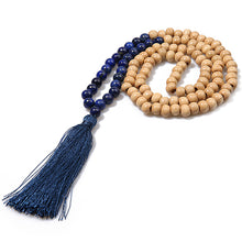 Load image into Gallery viewer, SHINUSBOHO Tassel Long Necklace for Women Handmade 8 mm Semi-precious Stones &amp; Wood Beaded Necklace Friends Jewelry Female