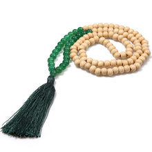 Load image into Gallery viewer, SHINUSBOHO Tassel Long Necklace for Women Handmade 8 mm Semi-precious Stones &amp; Wood Beaded Necklace Friends Jewelry Female