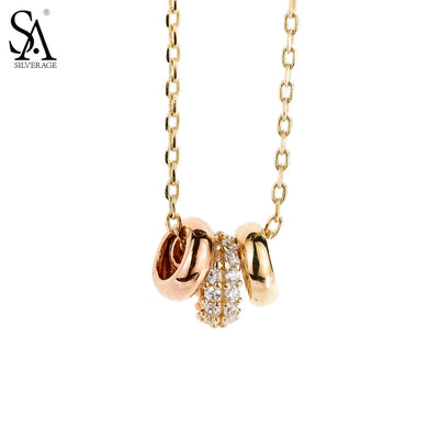 14K Yellow Gold Round Circel Pendant Chain Necklace for Women Fine Jewelry 2017 New Arrival