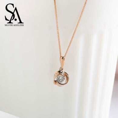 Ketting Offer Party Necklaces 14k Rose Gold Pendant Chain Necklace For Women Fine Jewelry New Arrival