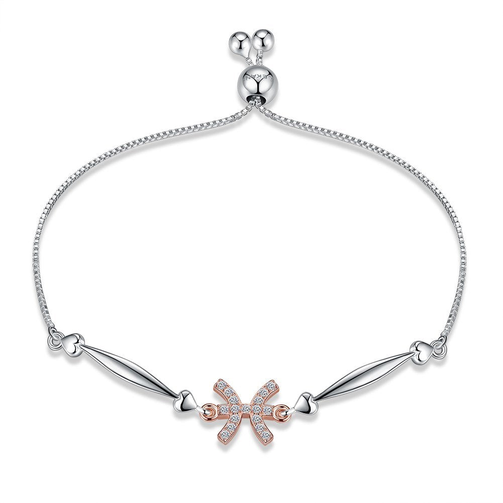 925 Sterling Silver 12 Constellation Sterling Silver Bracelet Pisces Fashion Bracelets for Female Bracelets