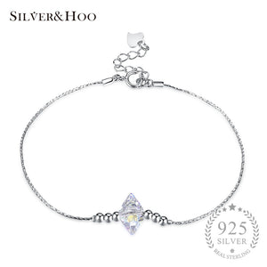 925 Sterling Silver Clear Crystal Bracelets for Women Fine Jewelry Charm Bangles 2018 Valentine's D Gift