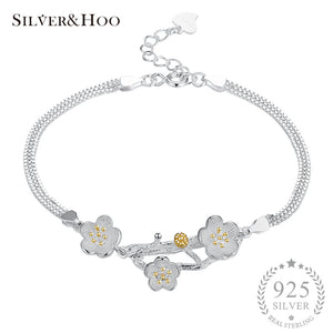 925 Sterling Silver Flower Bracelet with Tree Branches for Women Bangles Fine Jewelry Romantic Gift 2018 New Arrival