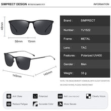 Carica l'immagine nel visualizzatore di Gallery, SIMPRECT 2022  Square Polarized Sunglasses Men UV400 High Quality Elasticity Metal Sun Glasses Anti-glare Driving Eyewear